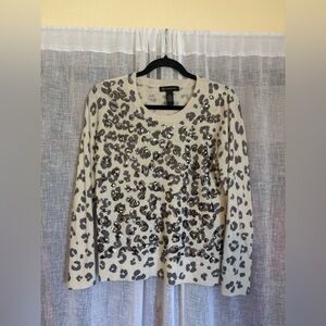 INC Sweater with Gray Leopard Spots and Sequins